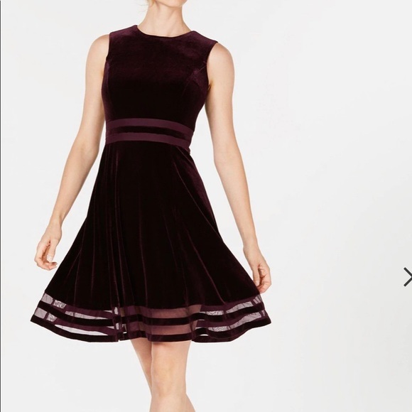 Calvin Klein Dresses & Skirts - 3 x Host Pick! NWT Calvin Klein Petite Velvet Illusion Fit & Flare Dress 12P